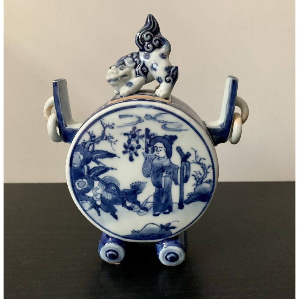Vintage Antique Chinese Blue And White Incense Burner